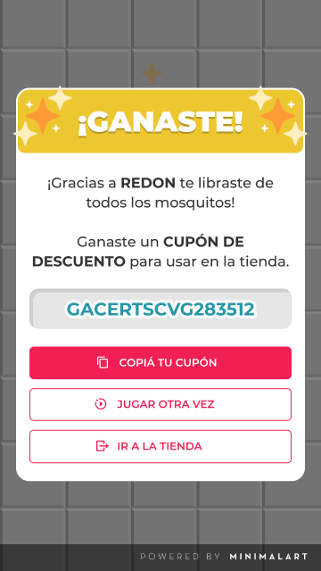 Cupón de descuento — Pantalla de victoria